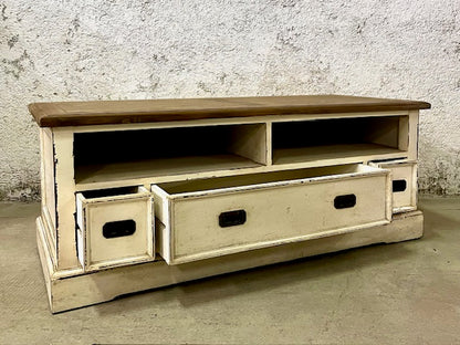 credenza porta tv shabby chic in legno massiccio 