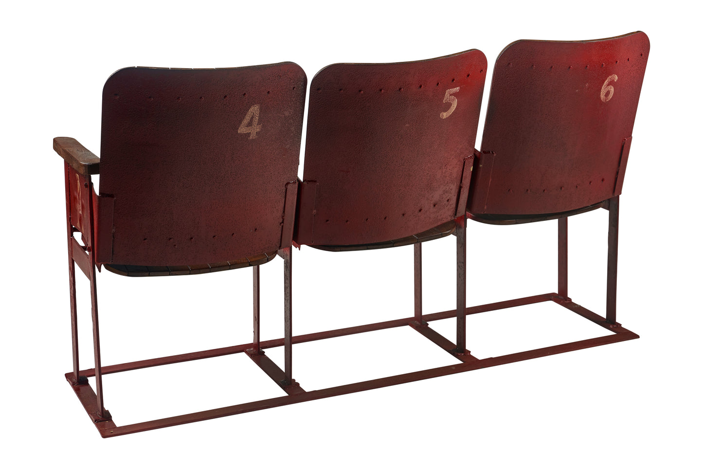 Seduta da Cinema 3 Posti in Ferro e Legno Vintage