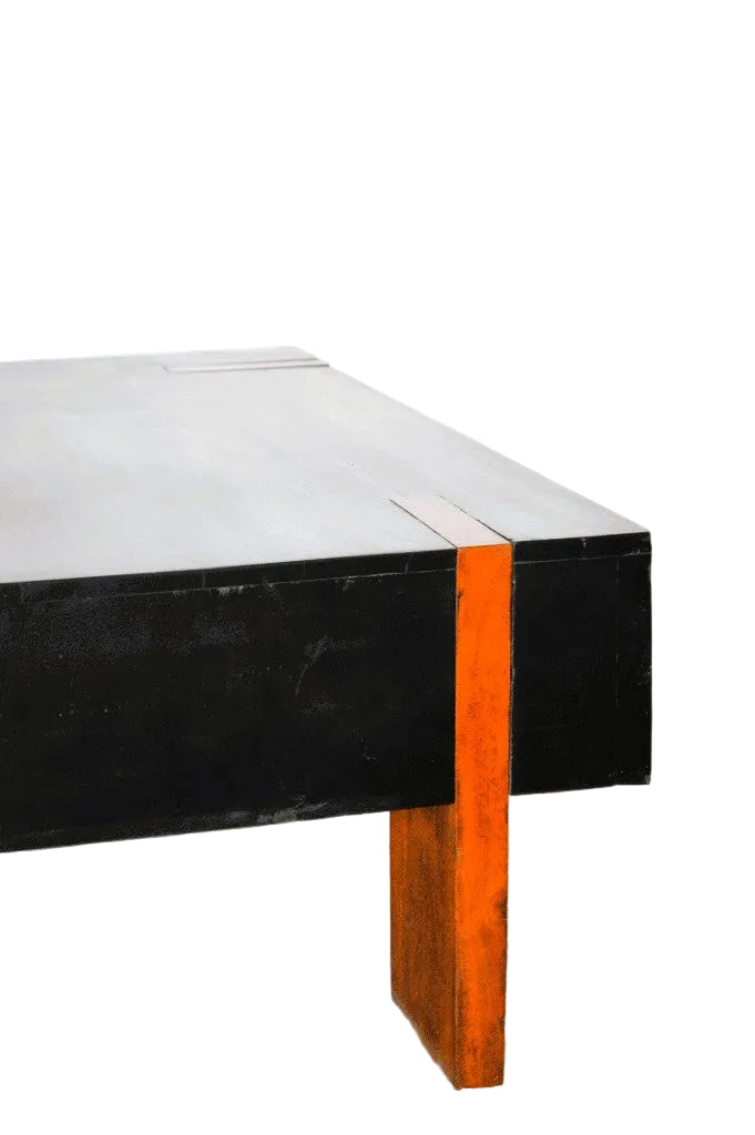 Tavolino quadrato in legno massiccio bicolore design moderna