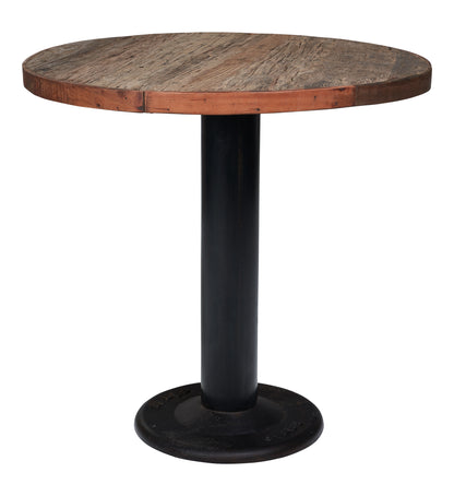 Tavolino vintage da pranzo tondo base acciaio piano in legno