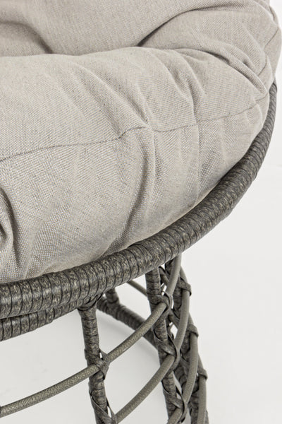 Poltrona ovale per esterni con intreccio in fibra color grigio e cuscini - SPEDIZIONE GRATUITA - lapagoda.net