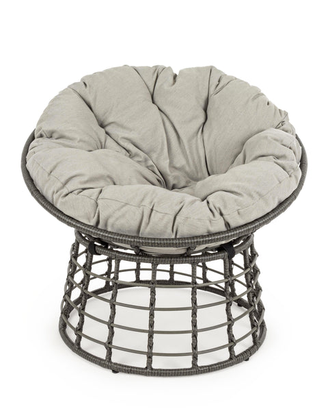 Poltrona ovale per esterni con intreccio in fibra color grigio e cuscini - SPEDIZIONE GRATUITA - lapagoda.net