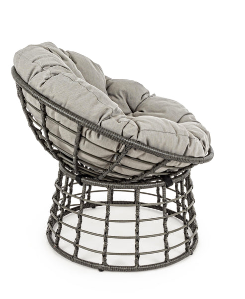 Poltrona ovale per esterni con intreccio in fibra color grigio e cuscini - SPEDIZIONE GRATUITA - lapagoda.net