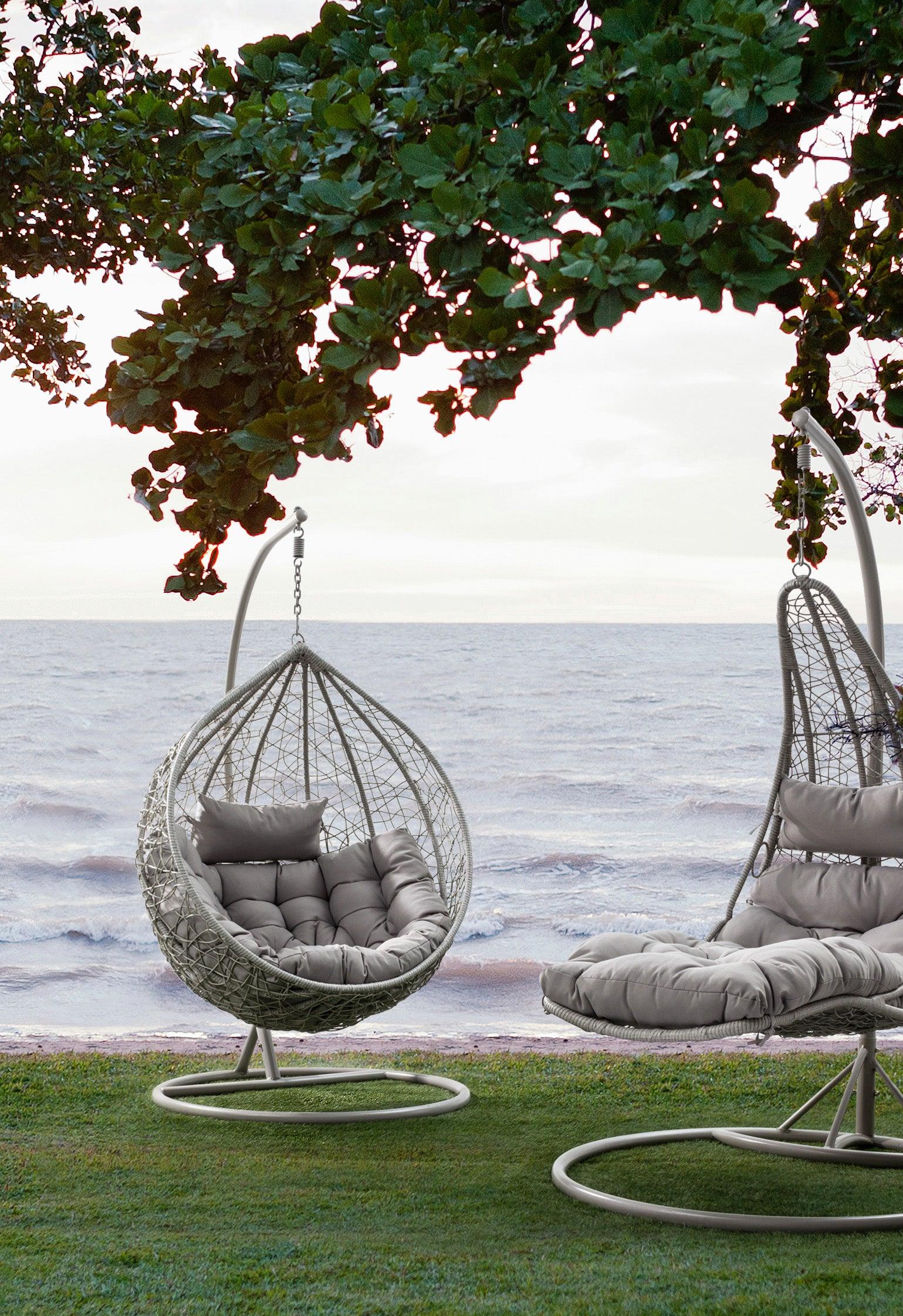Poltrona sospesa round outdoor con cuscini - Grigio -Zona relax giardino- SPEDIZIONE GRATUITA - lapagoda.net