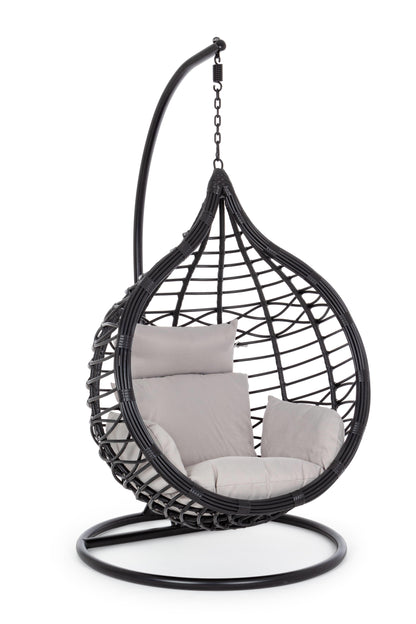 Poltrona sospesa goccia outdoor con cuscini - Nera - SPEDIZIONE GRATUITA- lapagoda.net