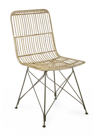 Sedia pranzo rattan con gambe in ferro Lucila set da 2 sedie SCONTO 20% - lapagoda.net