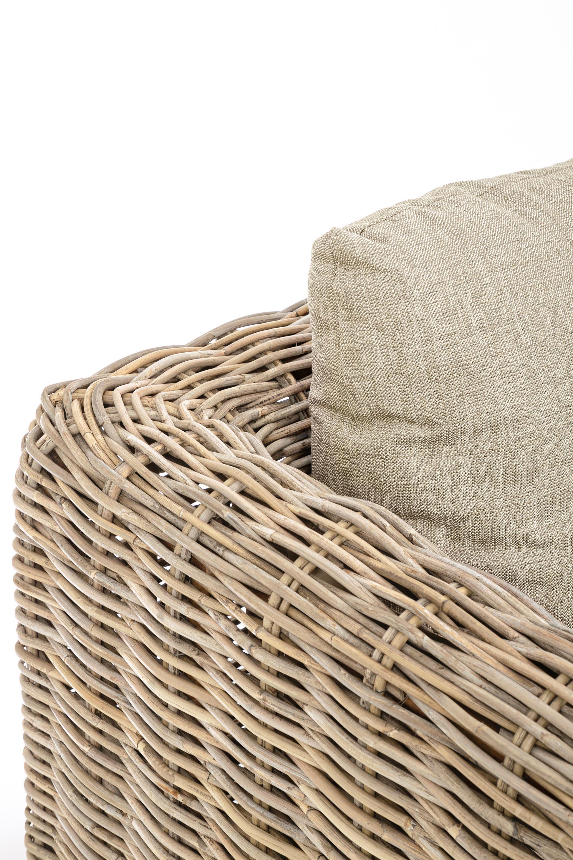 Poltrona in legno di mango e rattan con cuscini sfoderabili - dettaglio intreccio SPEDIZIONE GRATUITA - lapagoda.net