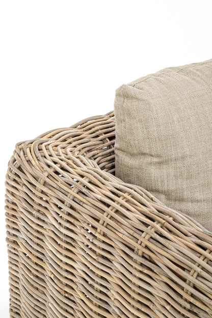 Poltrona in legno di mango e rattan con cuscini sfoderabili - dettaglio intreccio SPEDIZIONE GRATUITA - lapagoda.net