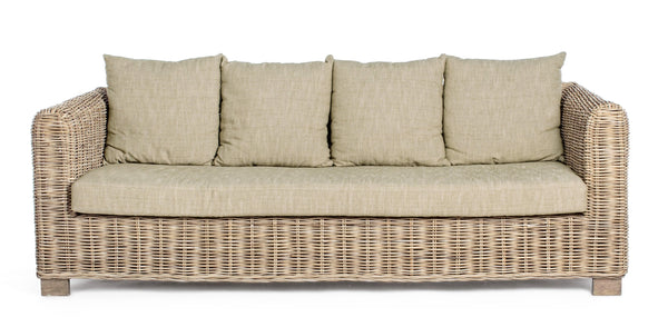 Divano 3 posti in rattan e legno di mango con cuscini sfoderabili - SPEDIZIONE GRATUITA - lapagoda.net