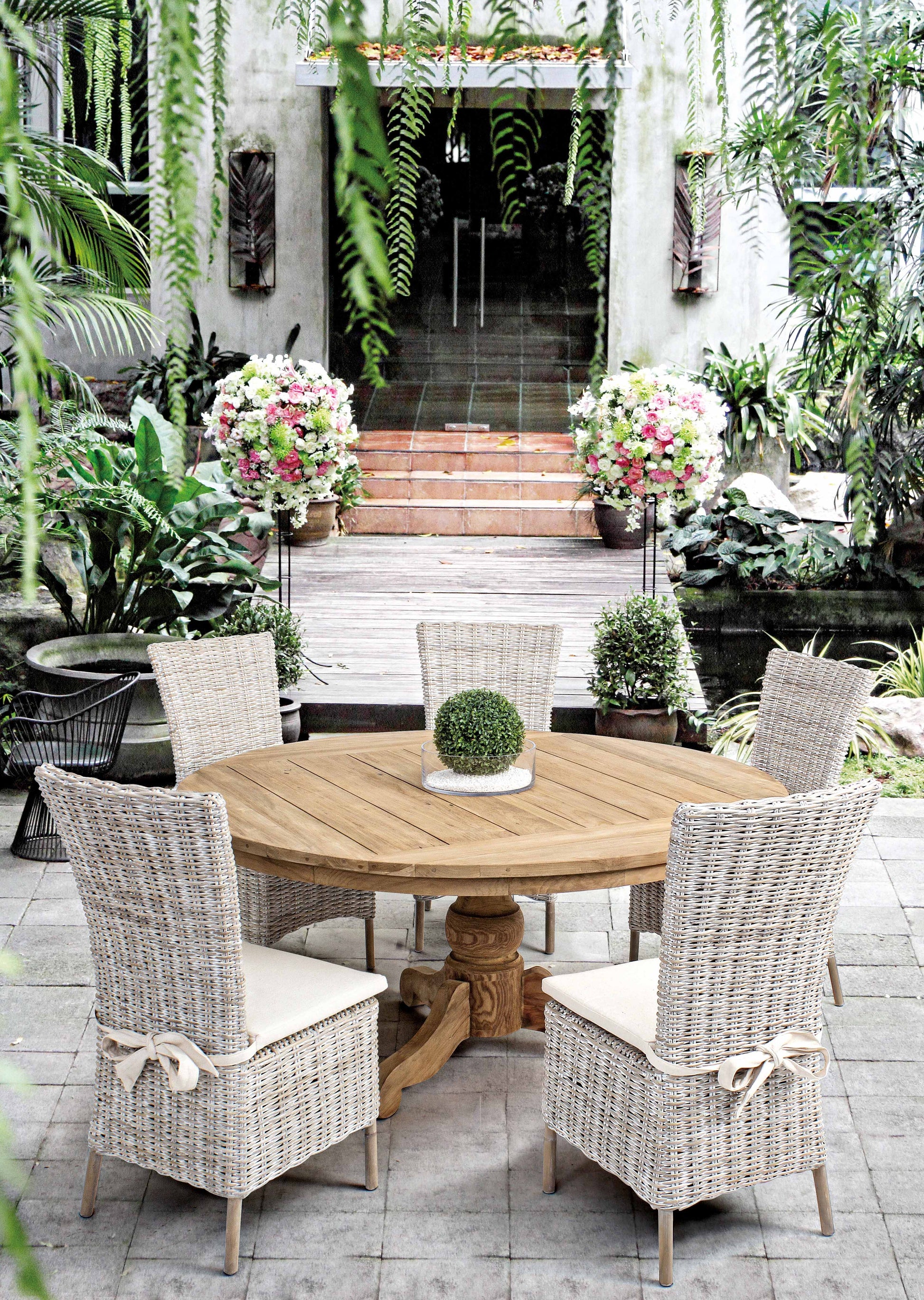 Sedia rattan Shabby chic vintage bianco antico intreccio fine in Kubu - SCONTO 20% - lapagoda.net