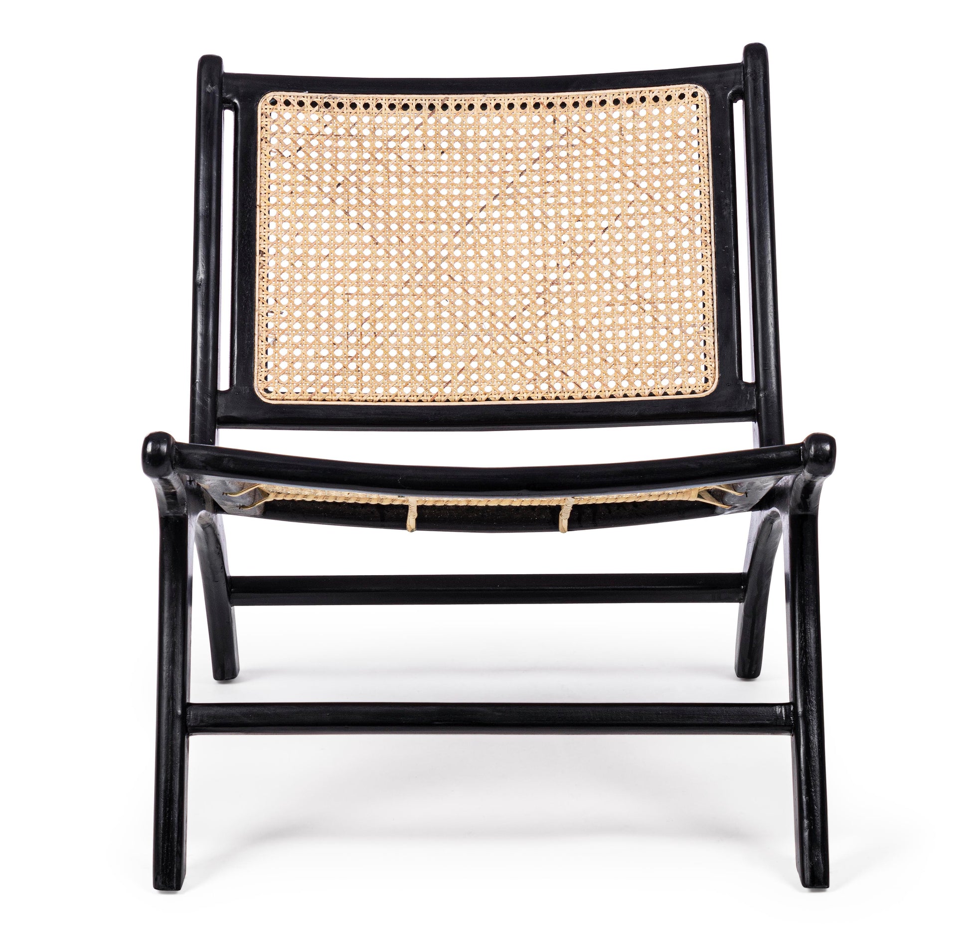 Poltrona nera in legno teak e intreccio rattan - Set di 2 pezzi - SPEDIZIONE GRATUITA lapagoda.net