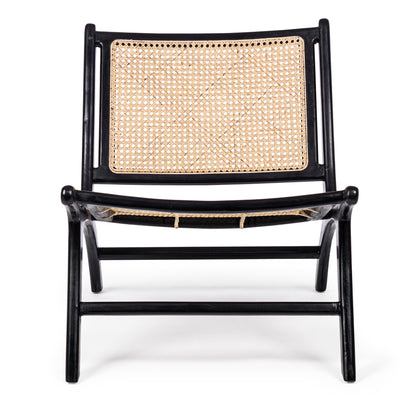 Poltrona nera in legno teak e intreccio rattan - Set di 2 pezzi - SPEDIZIONE GRATUITA lapagoda.net
