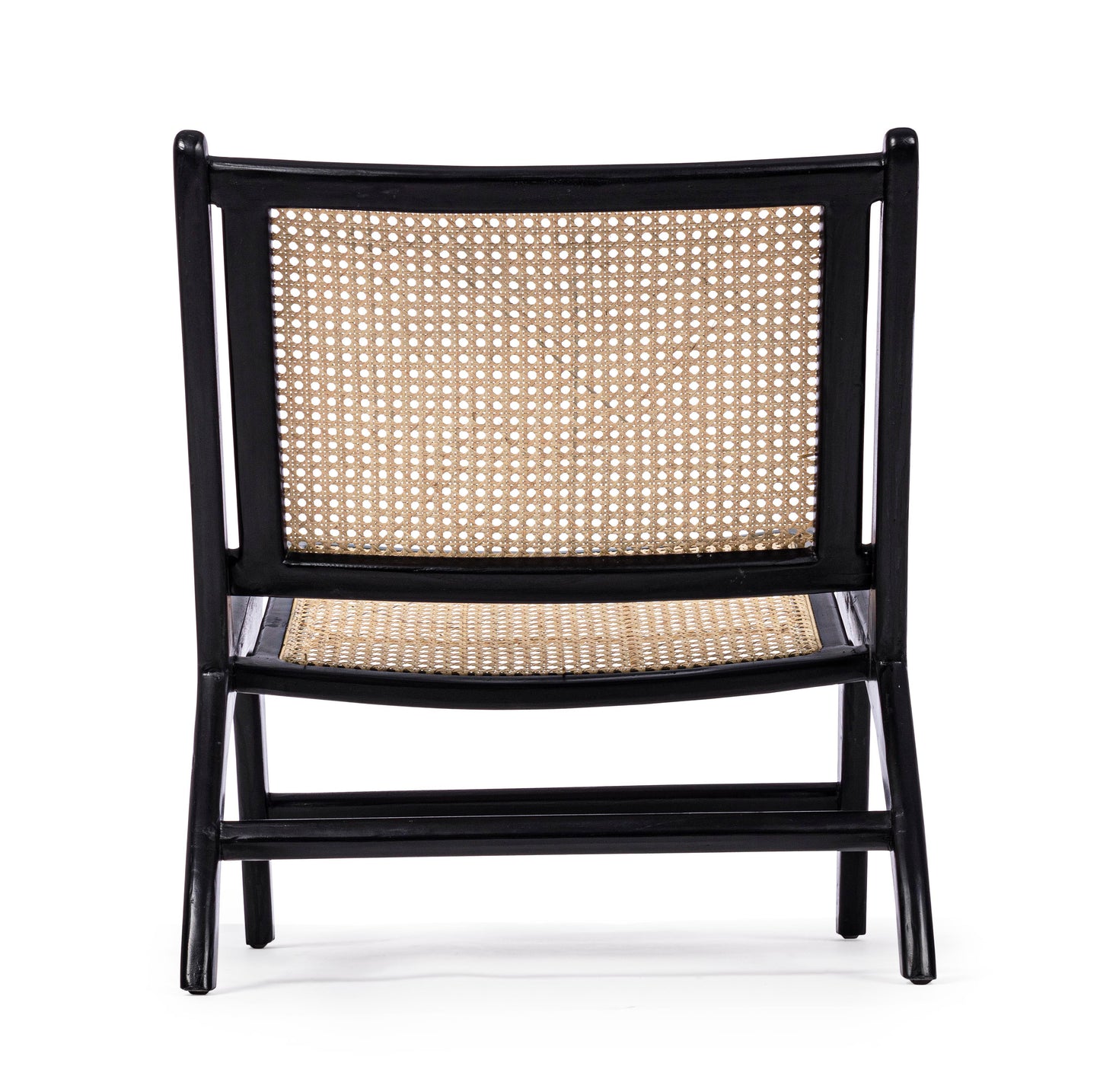Poltrona nera in legno teak e intreccio rattan - Set di 2 pezzi - SPEDIZIONE GRATUITA lapagoda.net