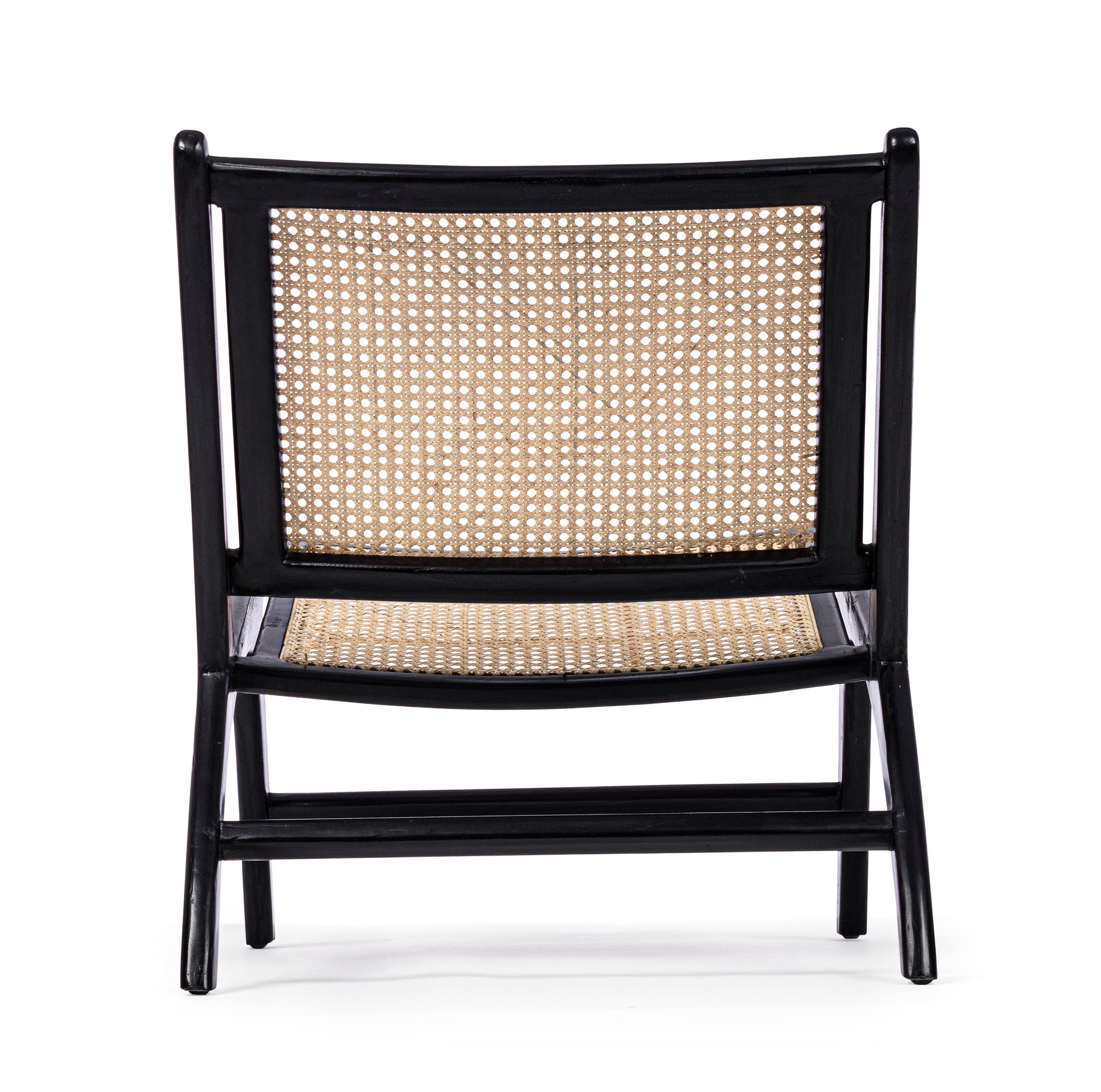 Poltrona nera in legno teak e intreccio rattan - Set di 2 pezzi - SPEDIZIONE GRATUITA lapagoda.net