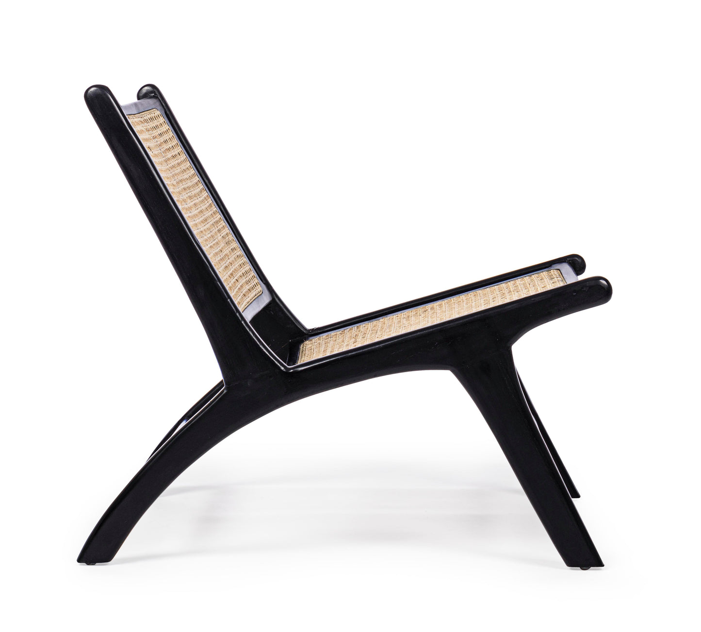 Poltrona nera in legno teak e intreccio rattan - Set di 2 pezzi - SPEDIZIONE GRATUITA lapagoda.net