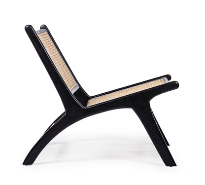 Poltrona nera in legno teak e intreccio rattan - Set di 2 pezzi - SPEDIZIONE GRATUITA lapagoda.net