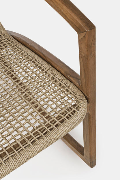 Poltrona dondolo etnica in legno teak con intreccio in fibra - Dettaglio intreccio in fibra. SPEDIZIONE GRATUITA. lapagoda.net