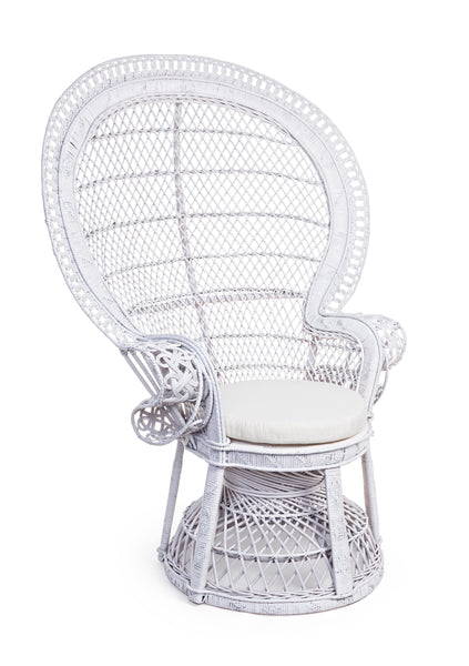 Poltrona pavone naturale in rattan e midollino bianca SCONTO 20% - lapagoda.net