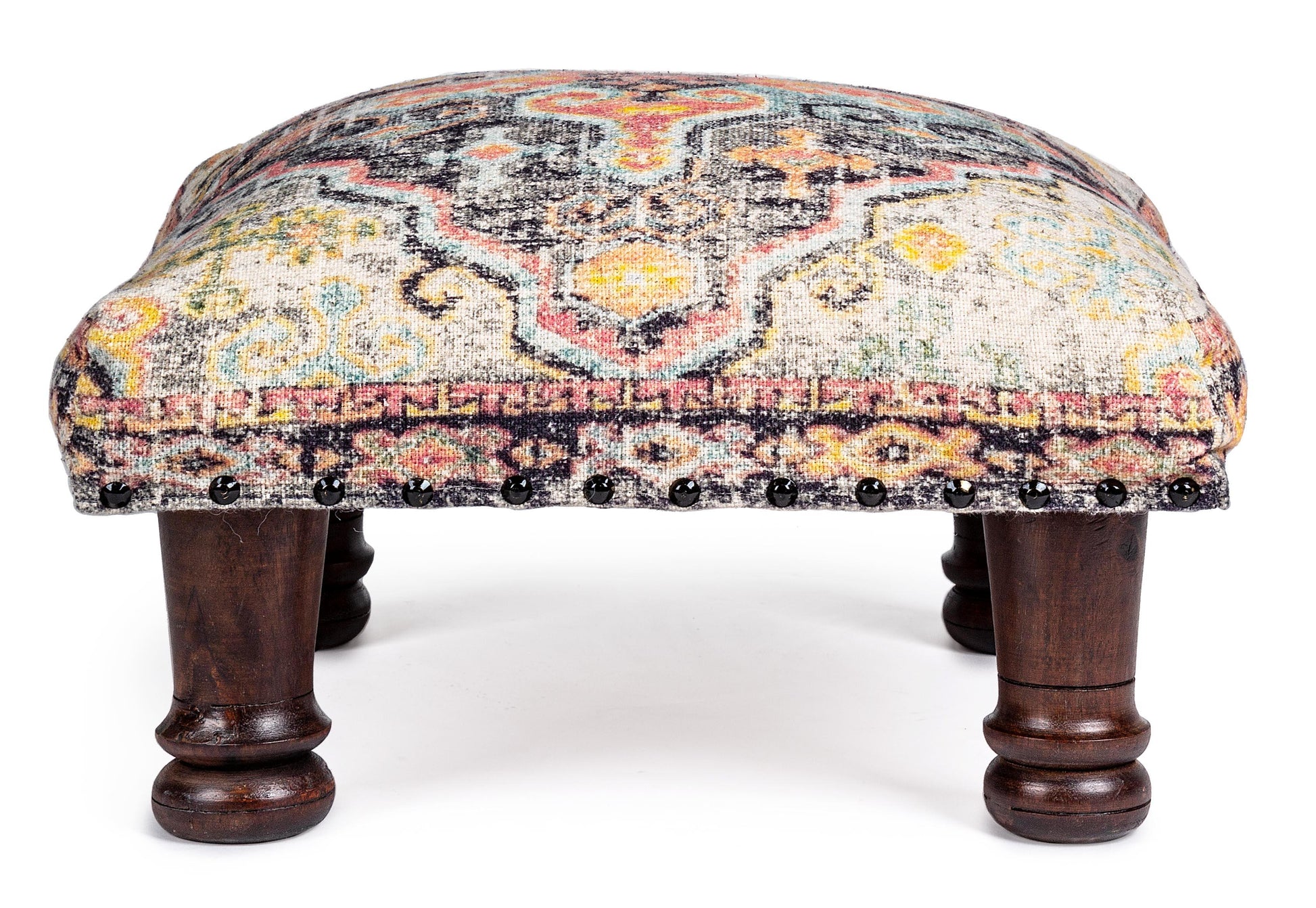 Pouf Tamil con gambe in legno massello e stoffa riciclata SCONTO 20% spedizione gratuita - lapagoda.net