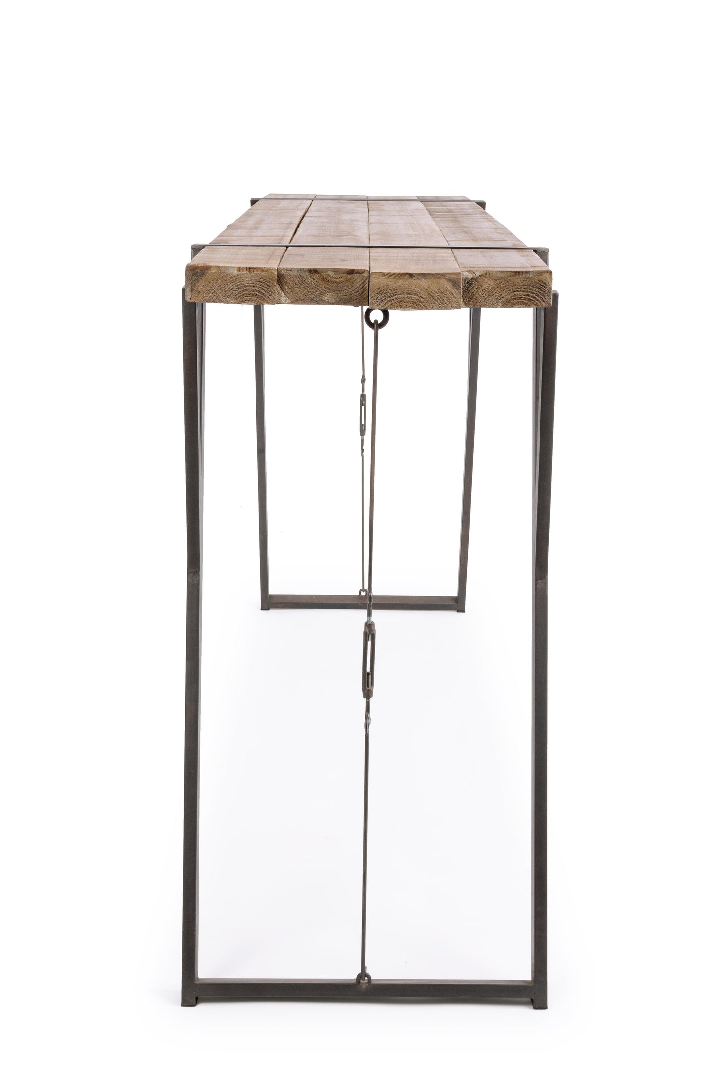 Tavolo bar industrial gambe in ferro con tirante e piano in legno di abete grezzo naturale sconto 20% - lapagoda.net