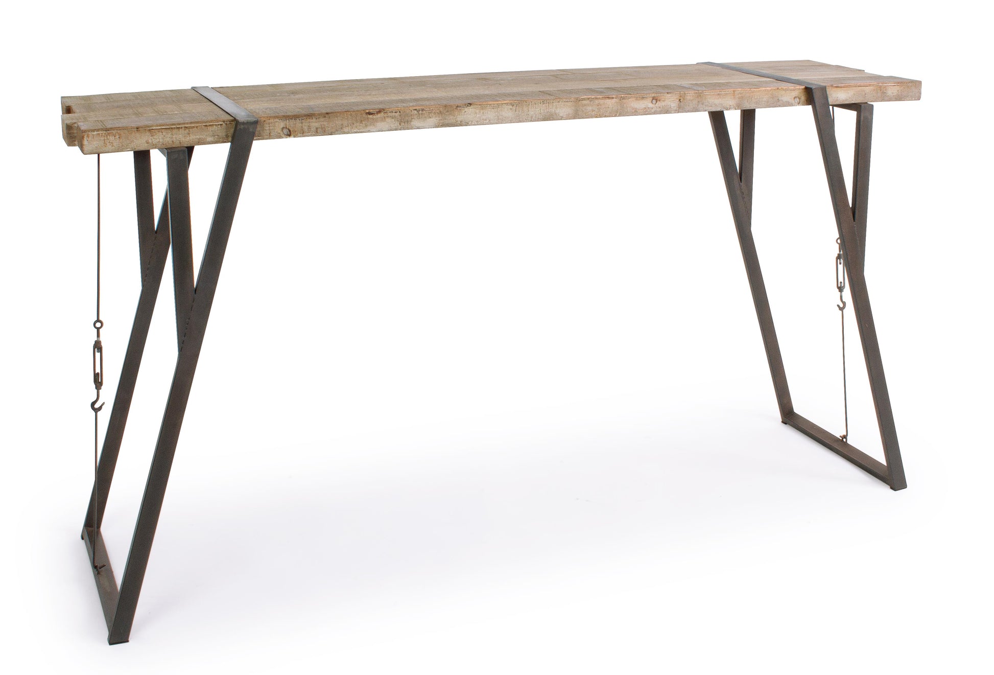 Tavolo bar industrial gambe in ferro con tirante e piano in legno di a –