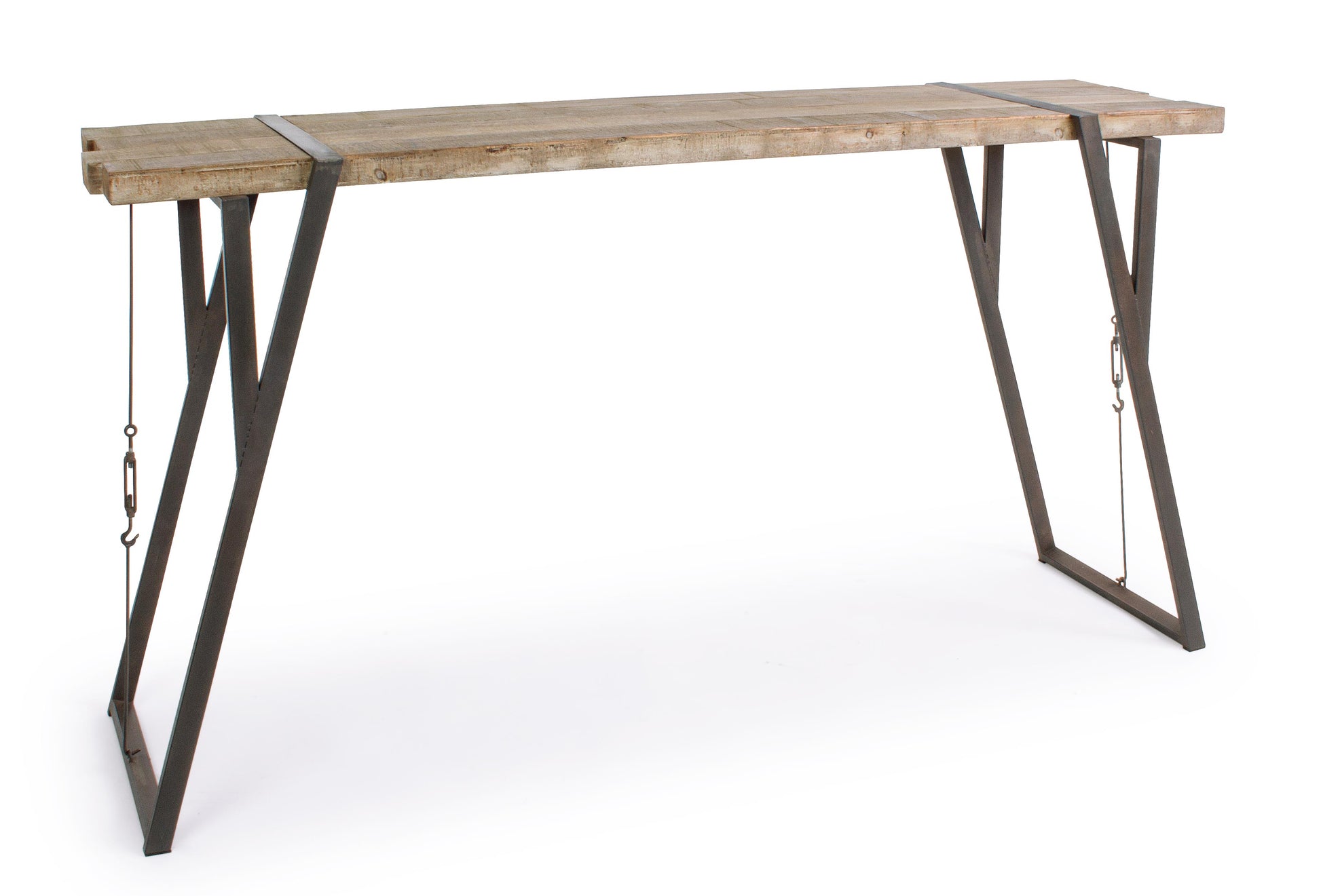 Tavolo bar industrial gambe in ferro con tirante e piano in legno di abete grezzo naturale sconto 20% - lapagoda.net