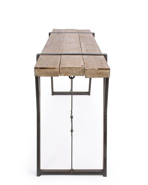Consolle industrial gambe in ferro con tirante e piano in legno di abete grezzo naturale sconto 20% - lapagoda.net