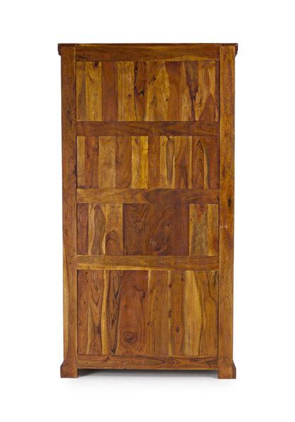 Libreria etnica indiana in legno massiccio di acacia 4 piani 2 cassetti - lapagoda.net