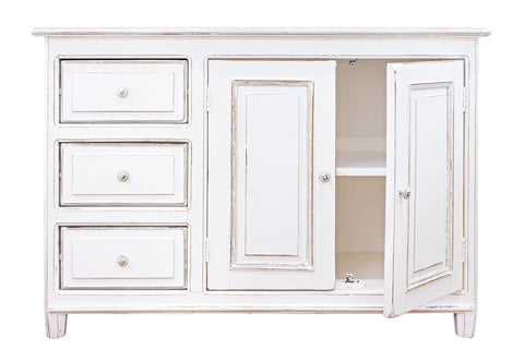 Credenza shabby chic in legno massiccio 2 ante e 3 cassetti sconto 20% - lapagoda.net