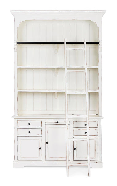 Libreria shabby chic con scala colore bianco in legno massello decapato - SCONTO 20% - lapagoda.net