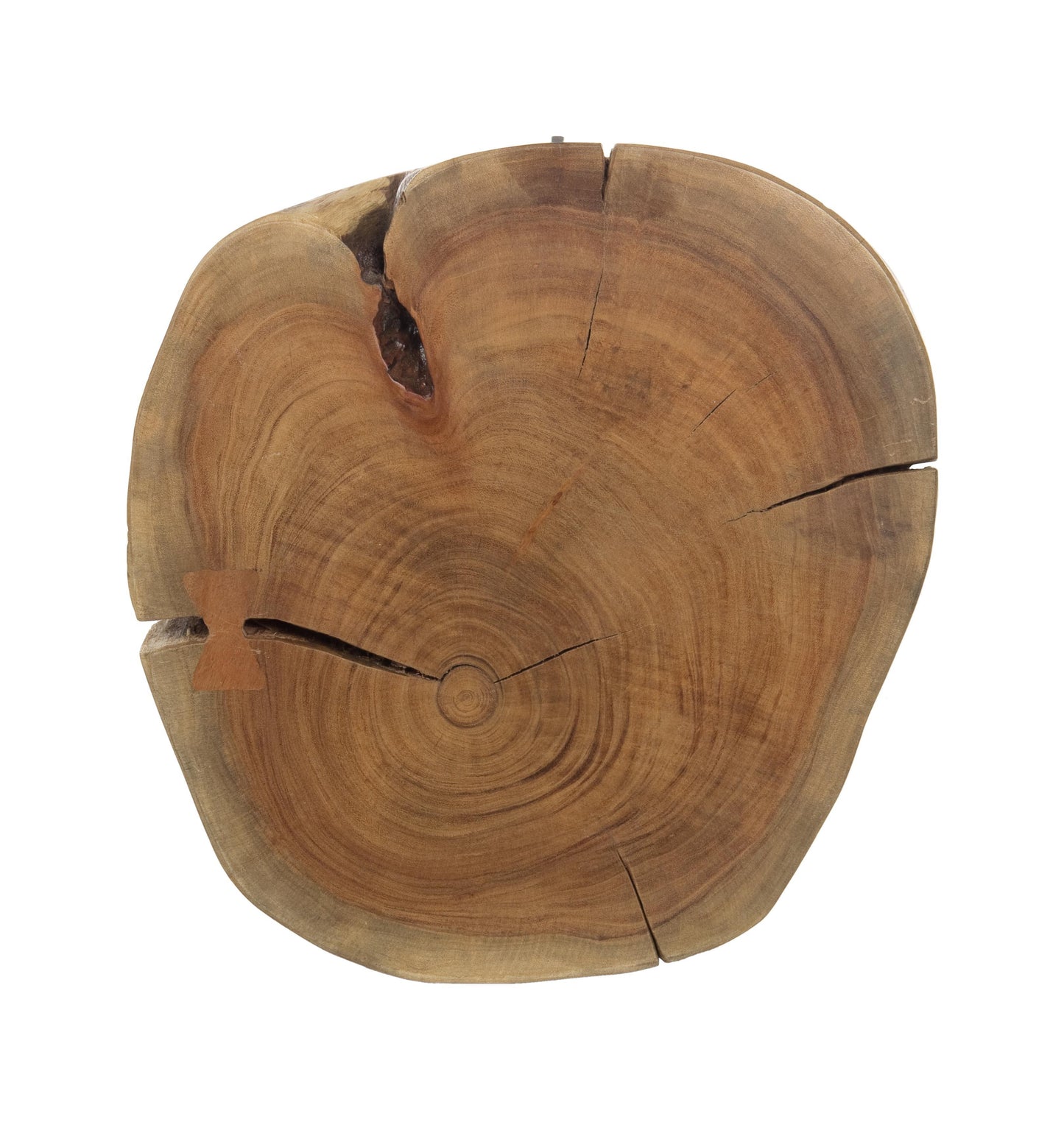 Tavolino industrial in legno d'acacia con sezione originale del tronco D 32 e 35 pezzi unici -lapagoda.net