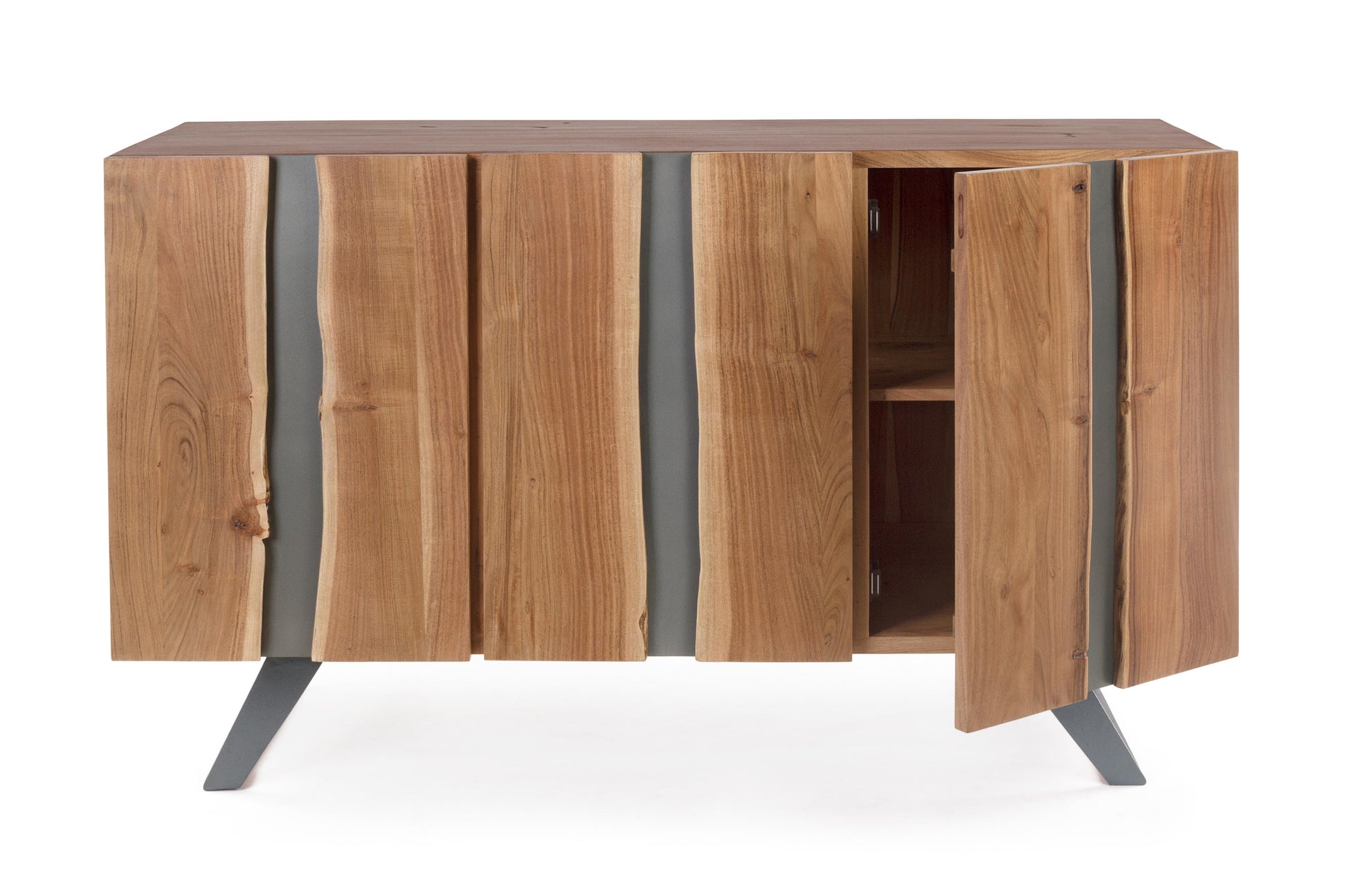Credenza industrial in legno massello 3 ante con inserti in metallo verticali SPEDIZIONE GRATUITA- lapagoda.net