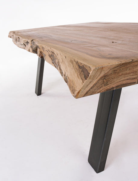 Tavolino industrial in legno massello con bordi irregolari effetto legno vivo - 115X65 - lapagoda.net