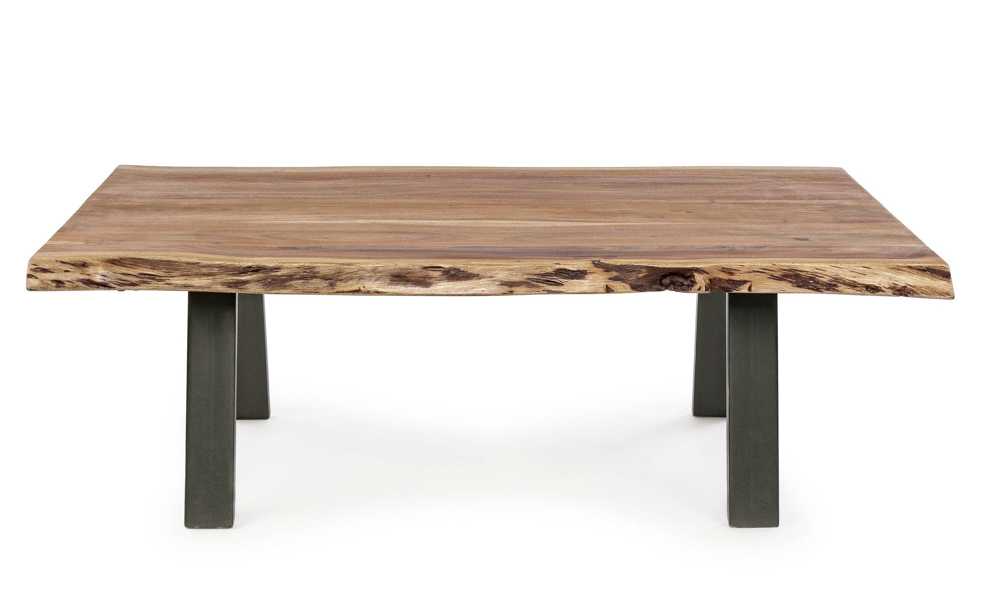 Tavolino industrial in legno massello con bordi irregolari effetto legno vivo 115x65 - 115X65 - lapagoda.net