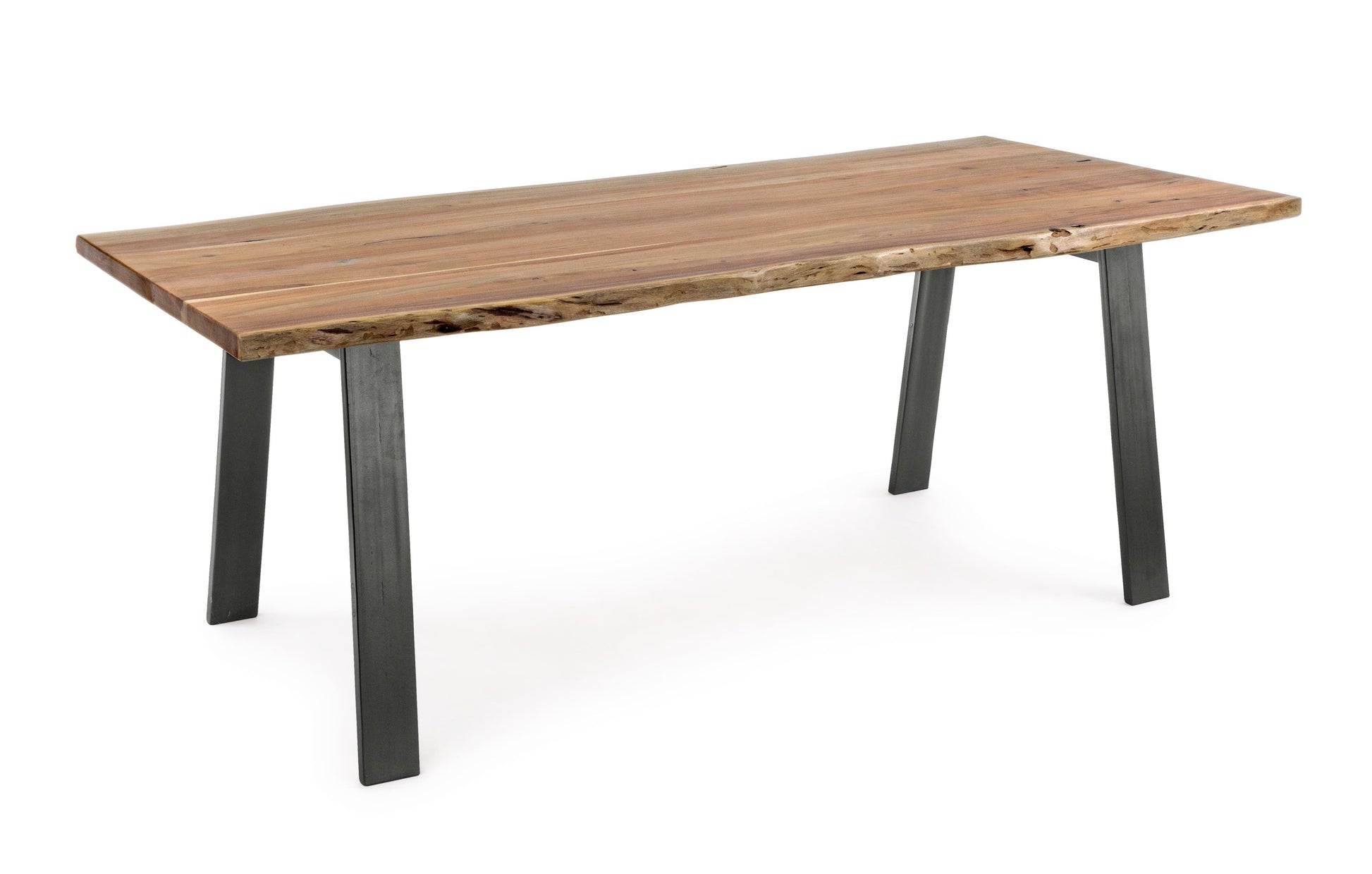 Tavolo industrial in legno massello con bordi irregolari - effetto legno vivo  200x95 -lapagoda.net