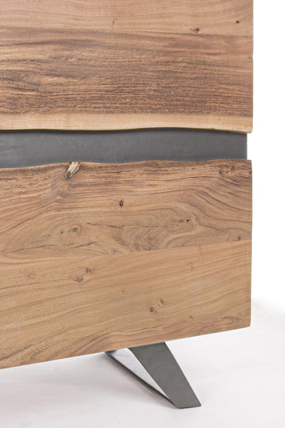 Credenza industrial in legno massello 4 ante con inserti in metallo - lapagoda.net