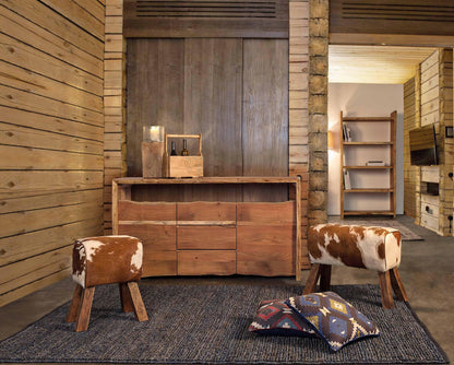 Credenza 2 ante 3 cassetti in legno massello grezzo d'acacia effetto legno vivo - SPEDIZIONE GARTUITA- lapagoda.net