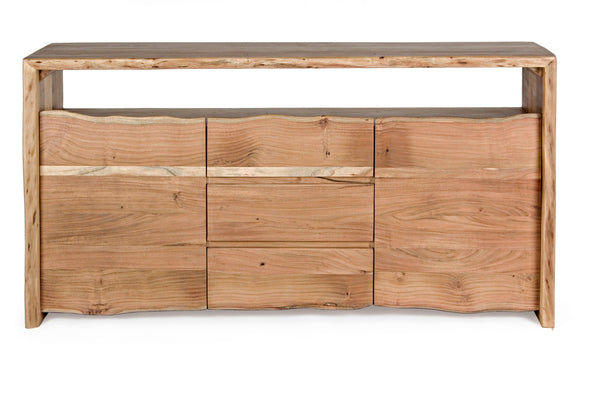 Credenza 2 ante 3 cassetti in legno massello grezzo d'acacia effetto legno vivo - SPEDIZIONE GRATUITA- lapagoda.net