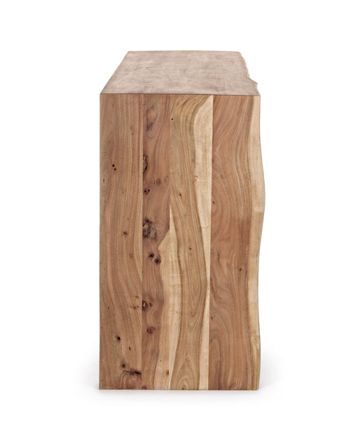 Credenza 2 ante 3 cassetti in legno massello grezzo d'acacia effetto legno vivo - lapagoda.net