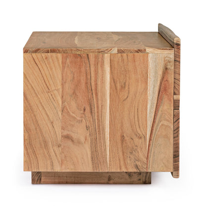 Comodino in legno massello 2 cassetti con bordo legno vivo - SCONTO 20%