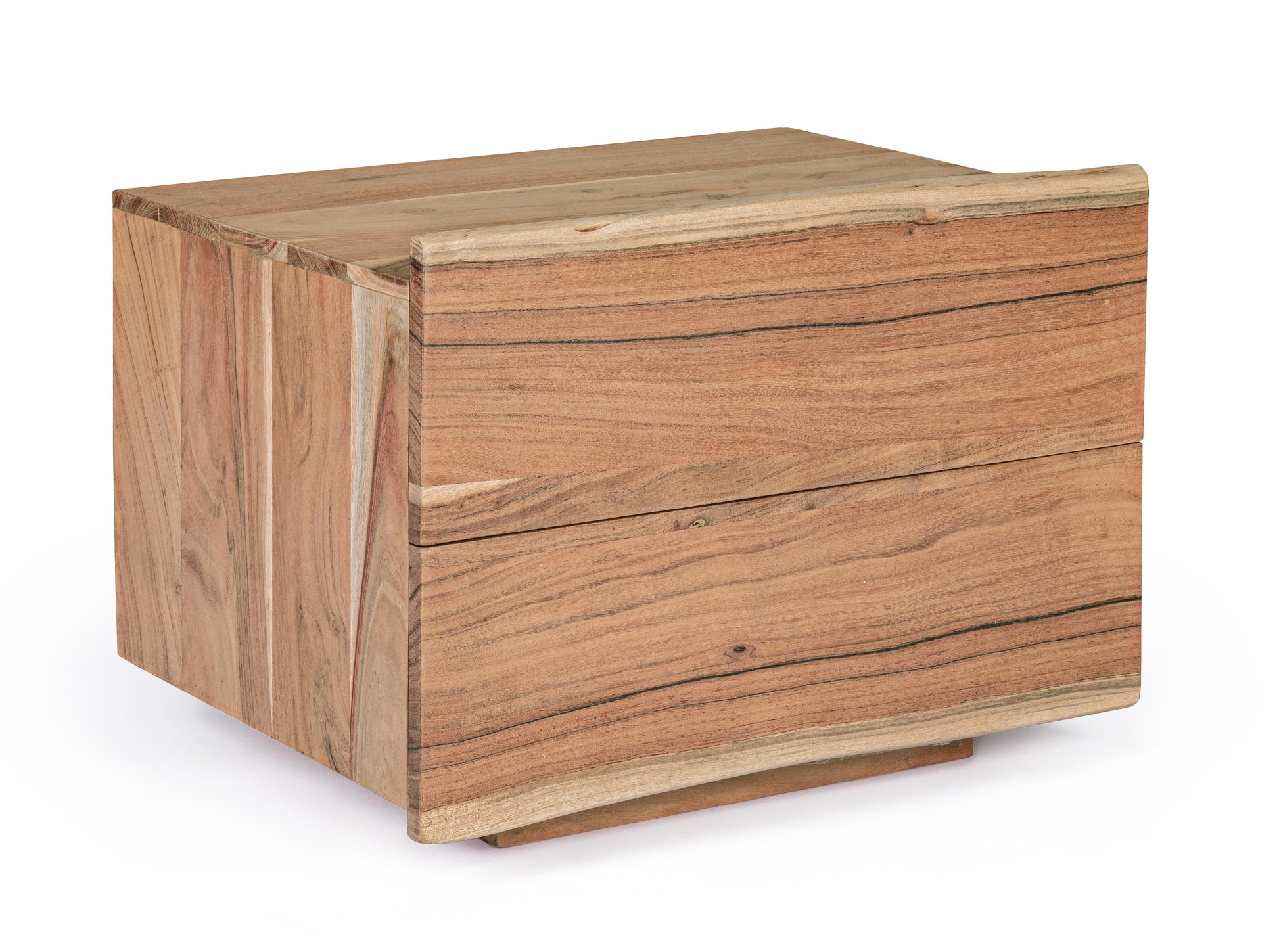 Comodino in legno massello 2 cassetti con bordo legno vivo - SCONTO 20%