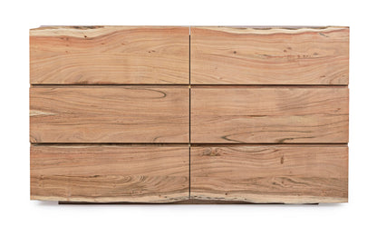 Cassettiera artigianale 6 cassetti in legno massiccio naturale effetto vivo - lapagoda.net