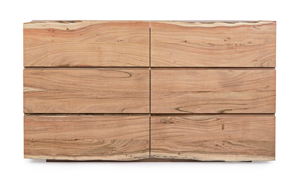 Cassettiera artigianale 6 cassetti in legno massiccio naturale effetto vivo