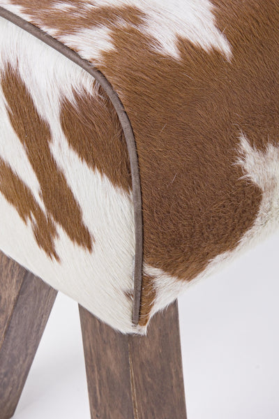 Panca vintage buffalo in vera pelle con pelo gambe in legno - SCONTO 20% - lapagoda.net