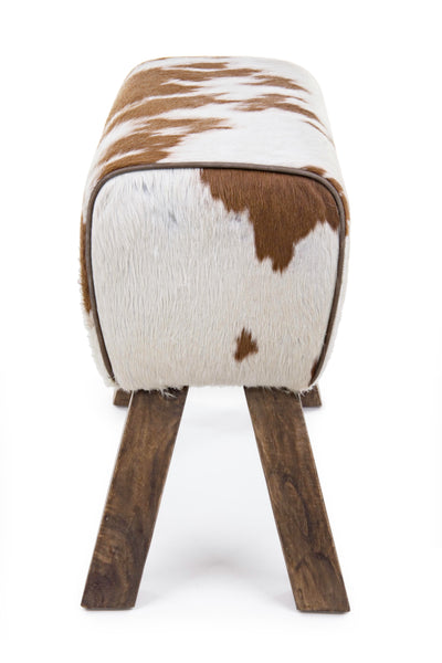 Panca vintage buffalo in vera pelle con pelo gambe in legno - SCONTO 20% - lapagoda.net