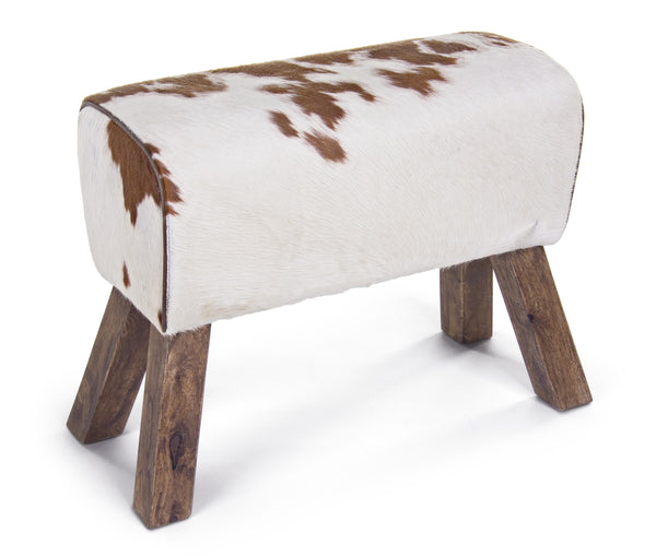Panca vintage buffalo in vera pelle con pelo gambe in legno - SCONTO 20% - lapagoda.net