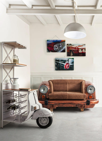 Divano car Ambassador vintage in vera pelle 2 posti