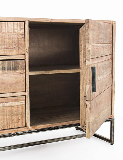 Credenza porta TV industrial in ferro battuto e legno massello 2 ante 3 cassetti SCONTO 20% spedizione gratuita - lapagoda.net