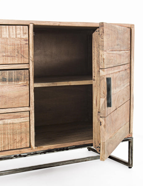 Credenza porta TV industrial in ferro battuto e legno massello 2 ante 3 cassetti SCONTO 20% spedizione gratuita - lapagoda.net