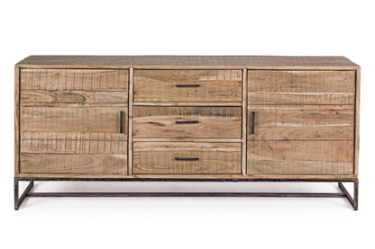 Credenza porta TV industrial in ferro battuto e legno massello 2 ante 3 cassetti SCONTO 20% spedizione gratuita - lapagoda.net